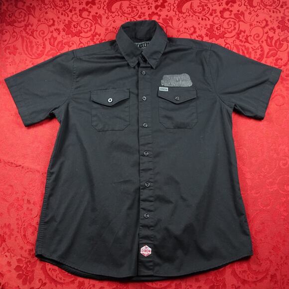 Dixxon Shirt Mens L BLK Short Sleeve Workforce Form Function *Patch Spot in pics - Picture 2 of 10